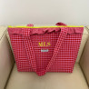 Bolso shopper Ana con volante vichy y cremallera amarillo flúor