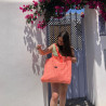 Bolso playa vichy naranja flúor