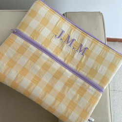 Funda de ordenador/tablet vichy amarillo grande