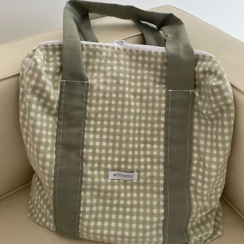 Bolso de playa vichy verde pastel