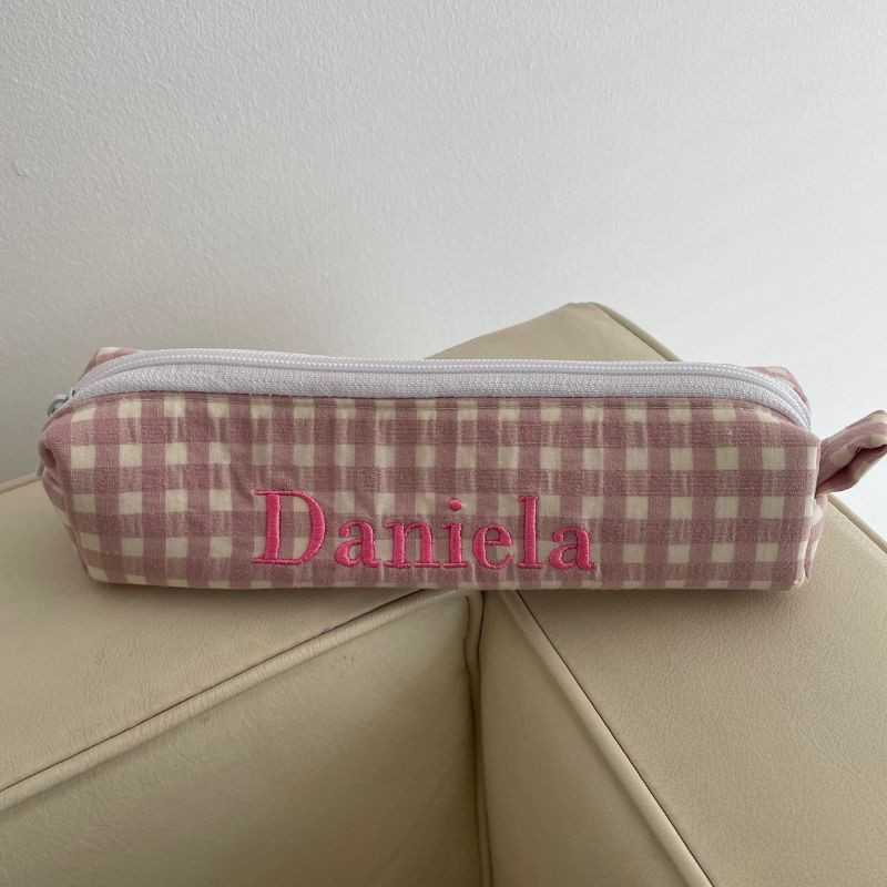 Estuche vichy rosa bebé