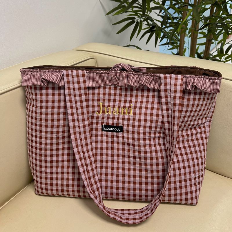 Bolso shopper Lola marrón con volante