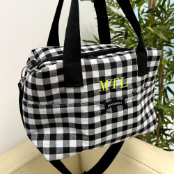 Macuto de mano pequeño Vichy grande negro