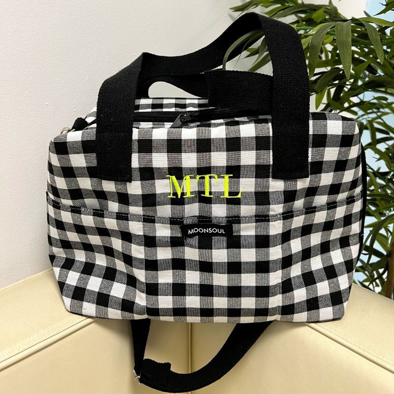 Macuto de mano pequeño Vichy grande negro