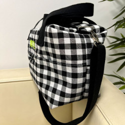 Macuto de mano pequeño Vichy grande negro