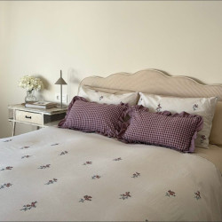 Funda de cojín lola marrón con volante alrededor