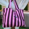 Tote bag rayas marrón y rosa