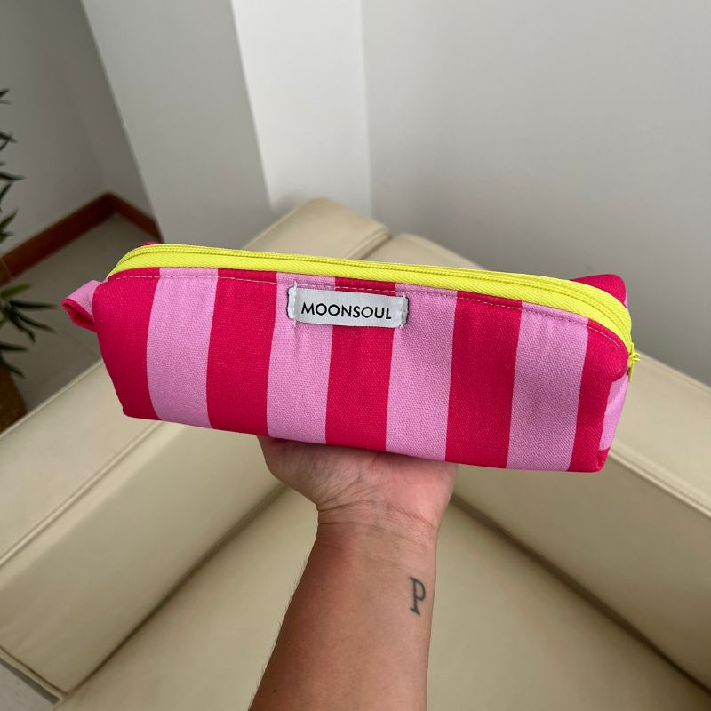 Estuche Rayas Fucsia y Rosa