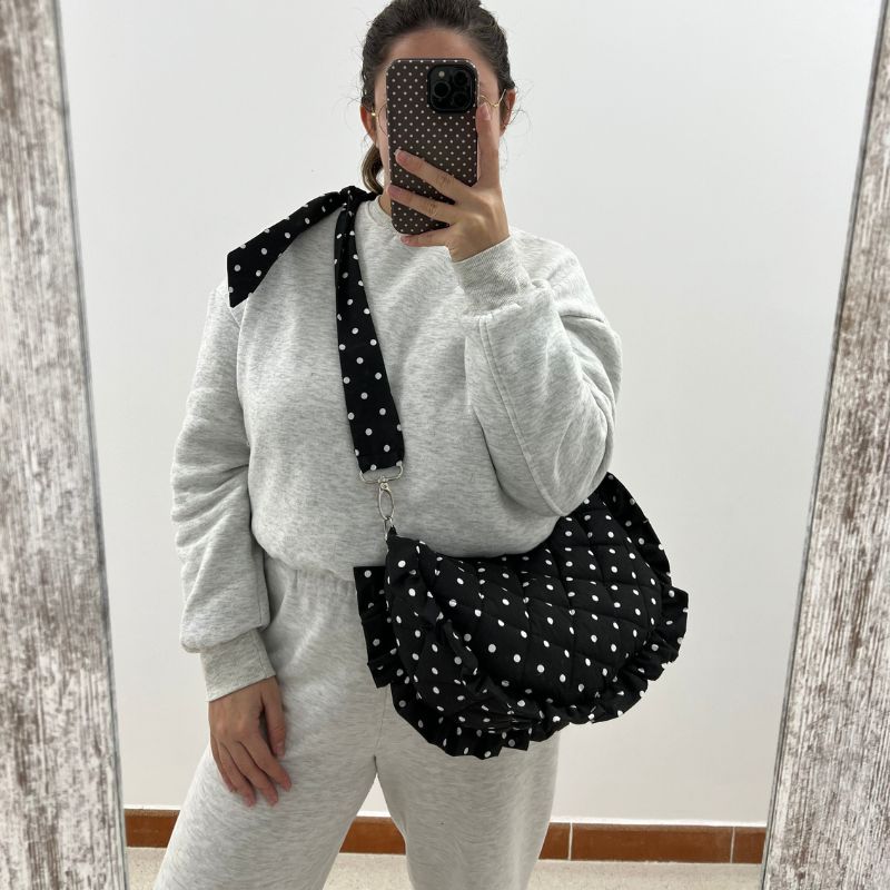 Bolso Sevilla negro lunares blancos