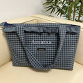 Bolso shopper Lola azul con volante alrededor