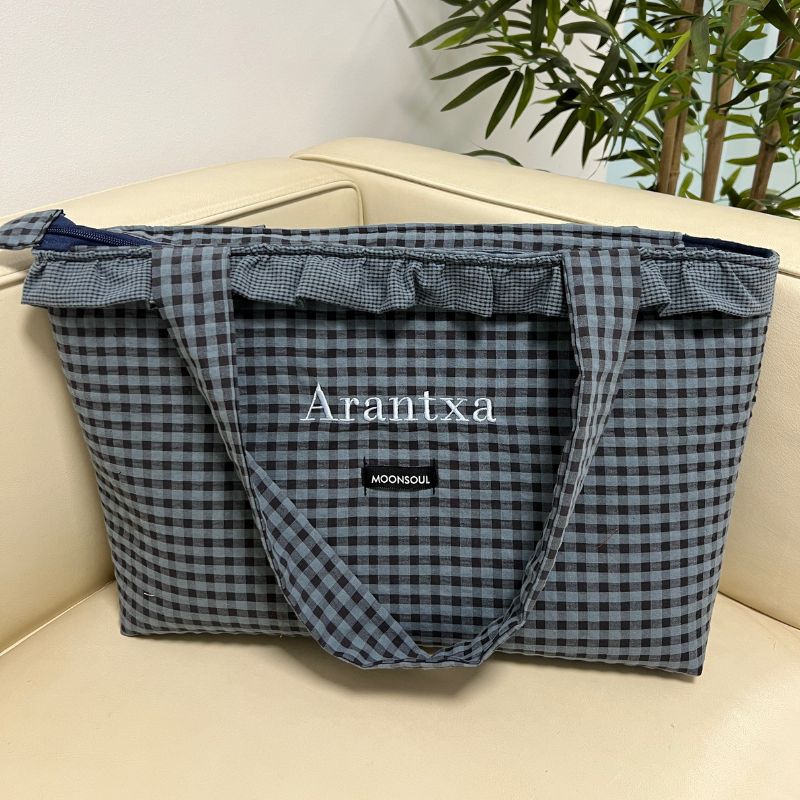 Bolso shopper Lola azul con volante alrededor