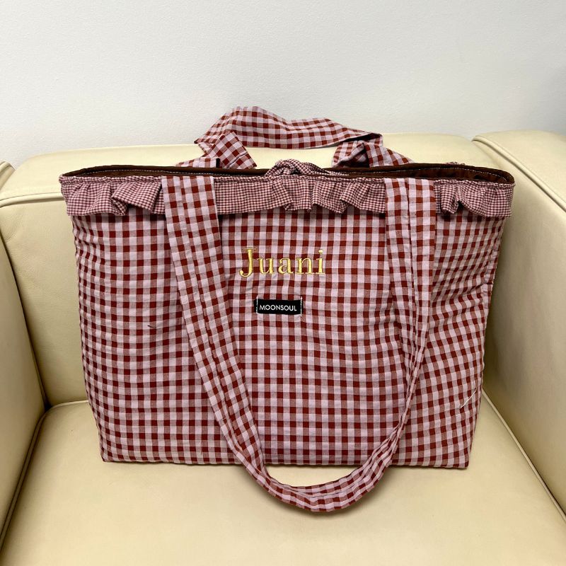 Bolso shopper Lola marrón con volante alrededor