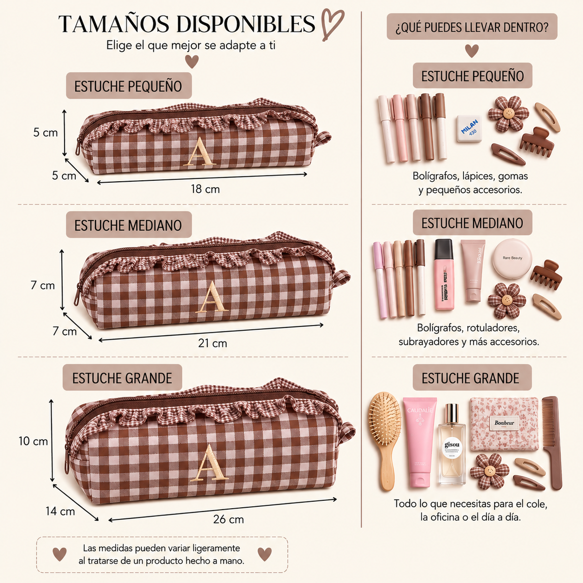 Estuche Lola marrón con volantes