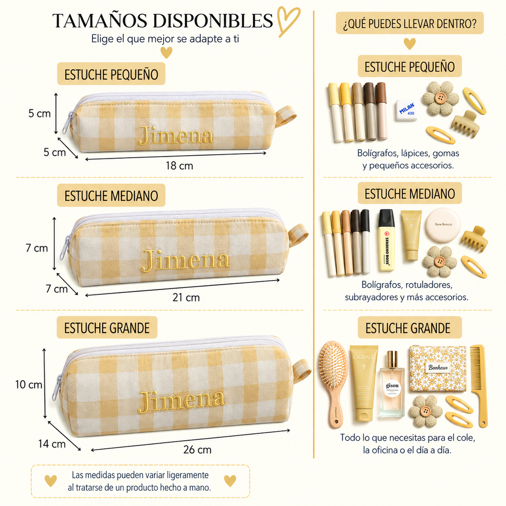 Estuche vichy amarillo pastel