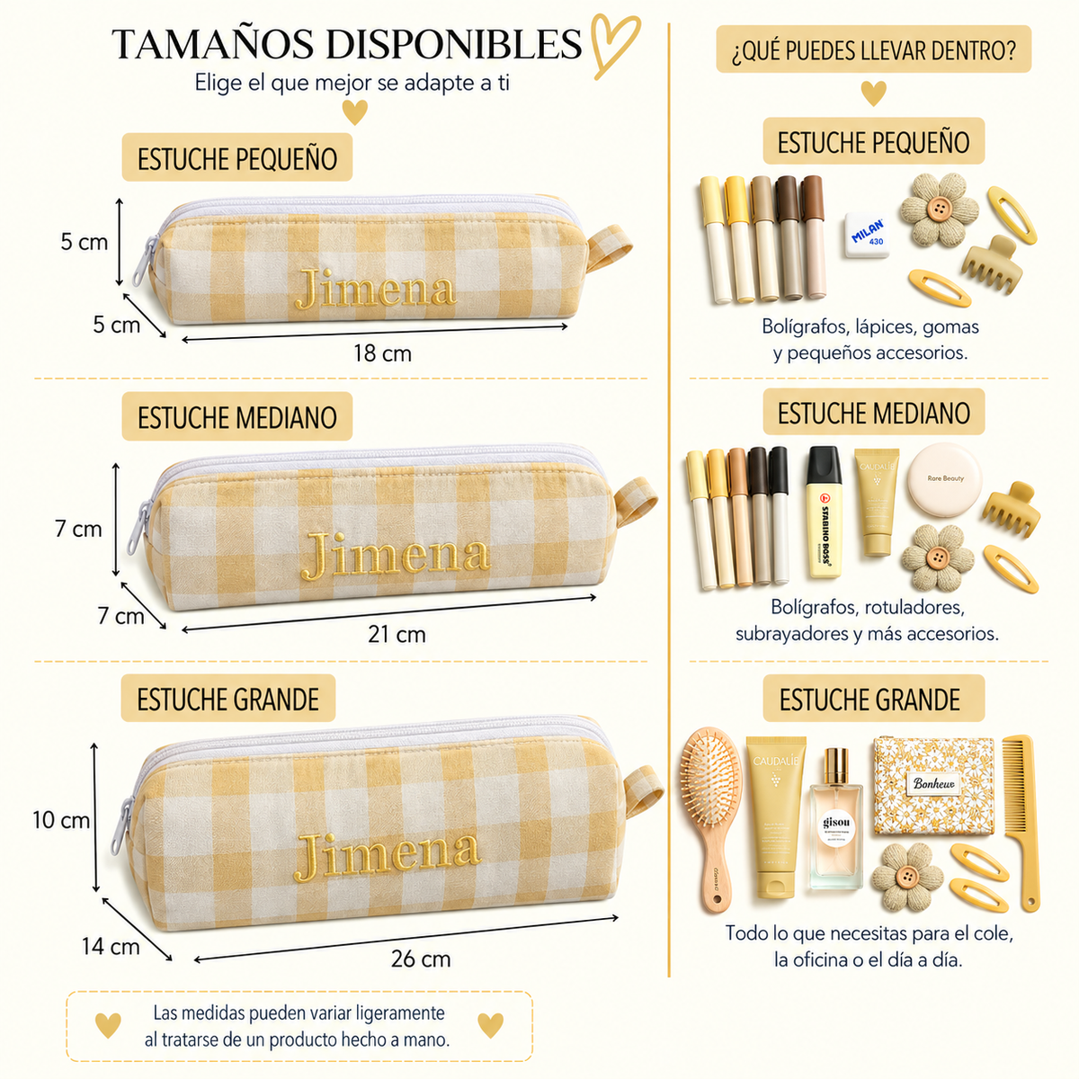Estuche vichy amarillo pastel