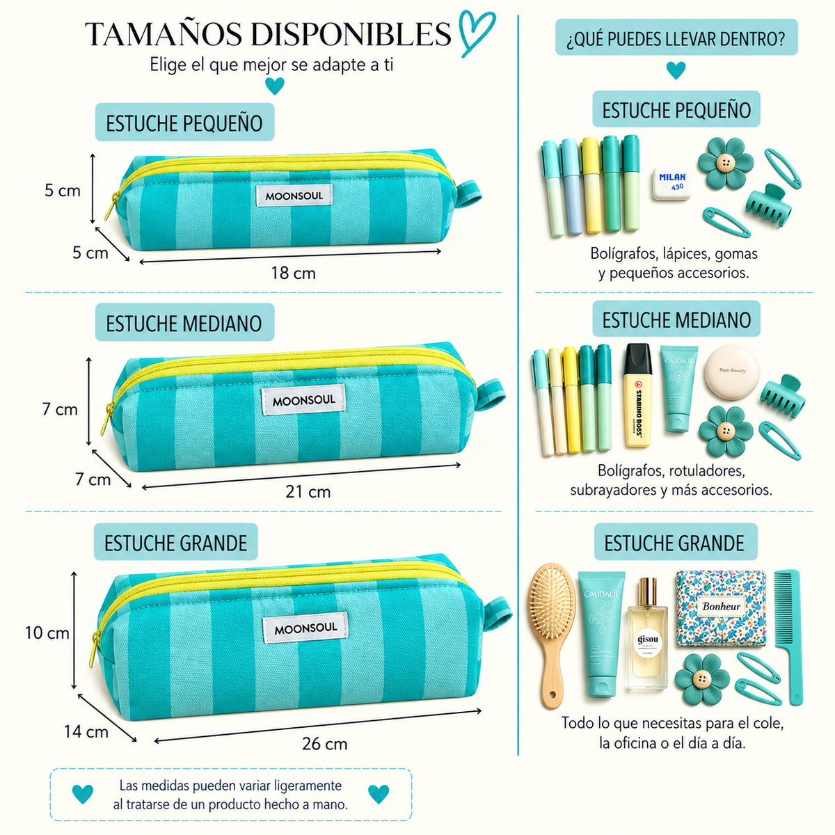 Estuche rayas turquesa