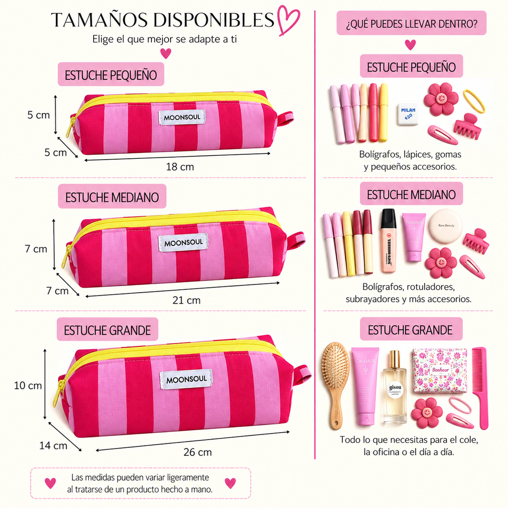 Estuche rayas fucsia