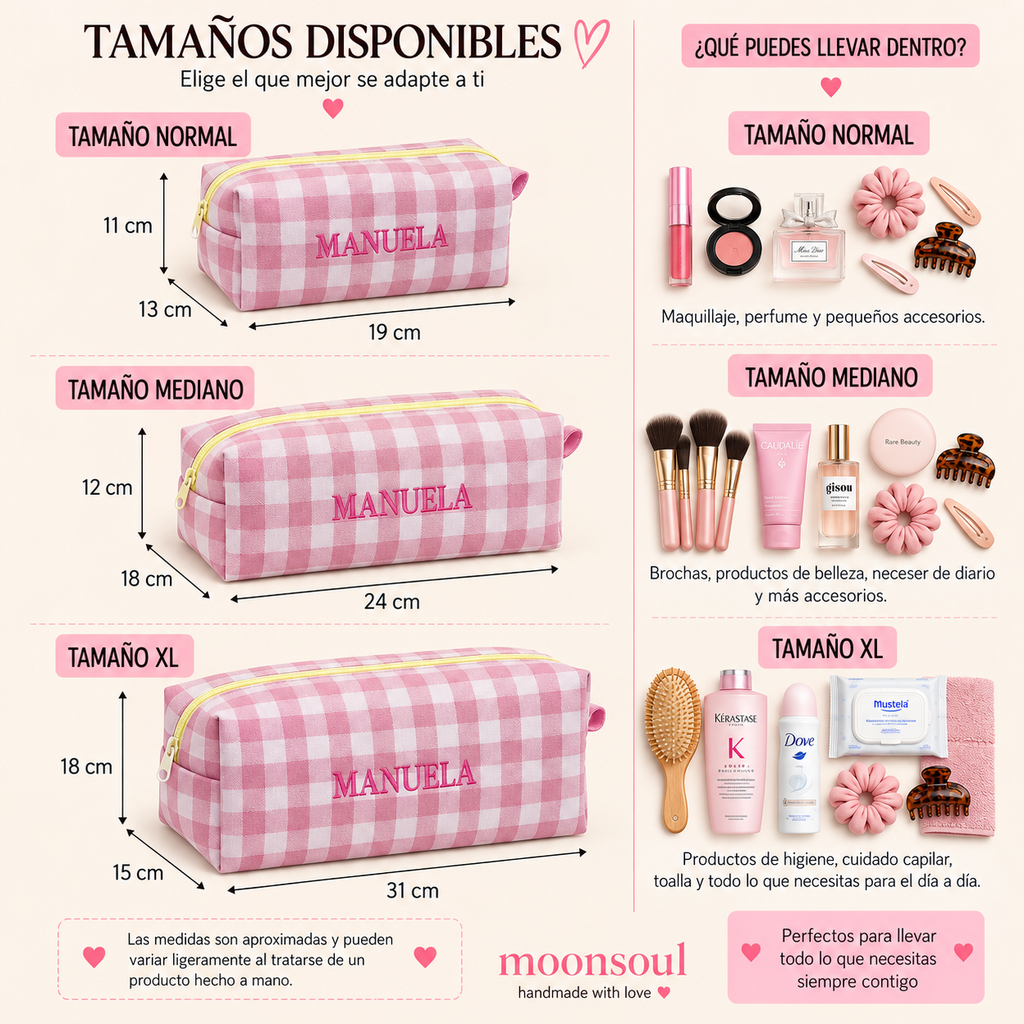 Neceser vichy grande rosa