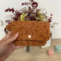 Monedero tarjetero flores mostaza