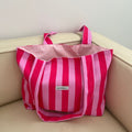 Tote bag rayas fucsia y rosa