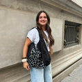 Bolso combinado animal print gris