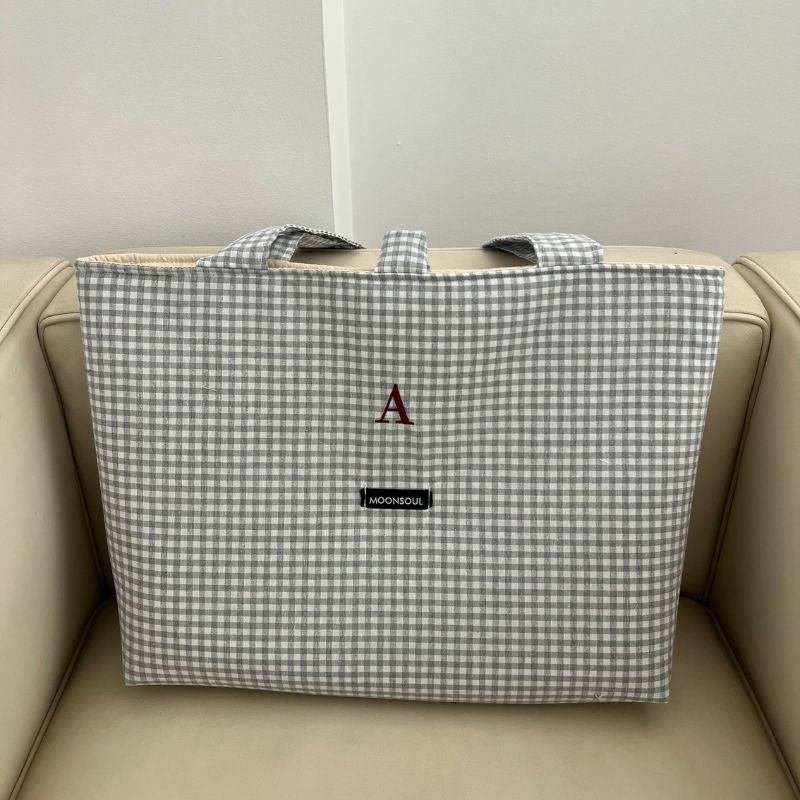 Bolso shopper vichy pequeño gris