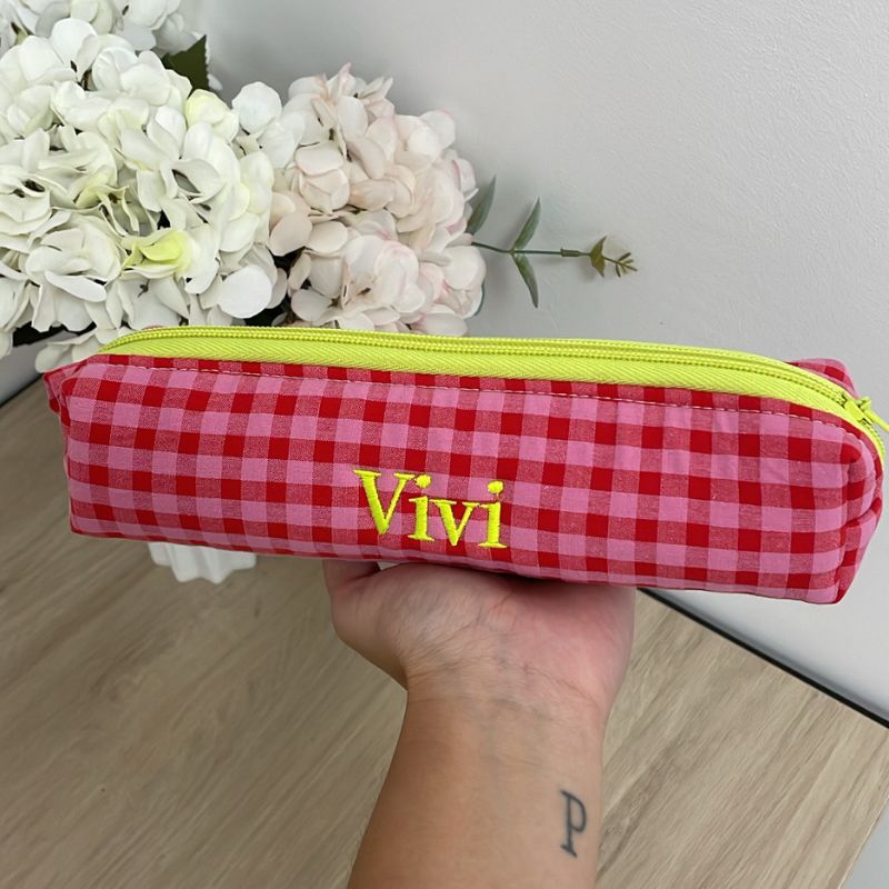 Estuche ana sin volante y cremallera amarillo flúor