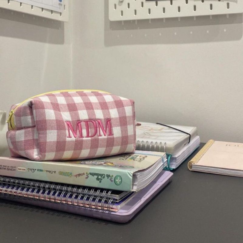 Estuche vichy grande rosa
