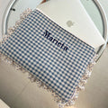 Funda de ordenador vichy celeste combinado con volante alrededor bloom