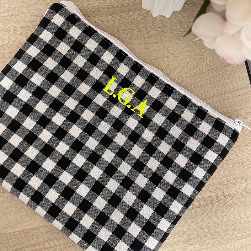 Funda ordenador / tablet vichy grande negro